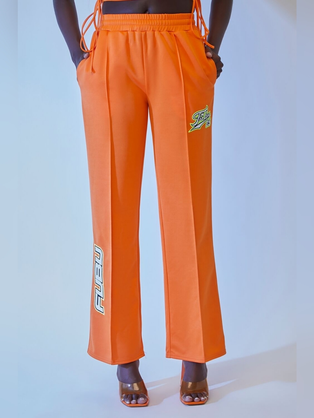 FUBU Bright Orange Logo Sweatpants